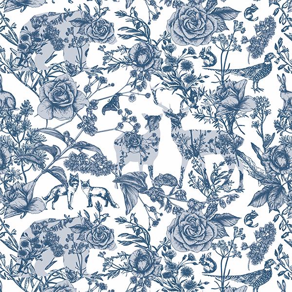 Carta regalo 6453 Graceful Forest Blue 55 cm x 100m