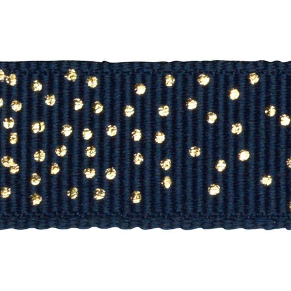 Nastro regalo 15mm navy/punti oro