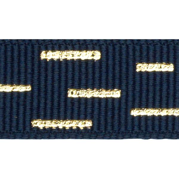 Nastro regalo 15mm navy/righe oro