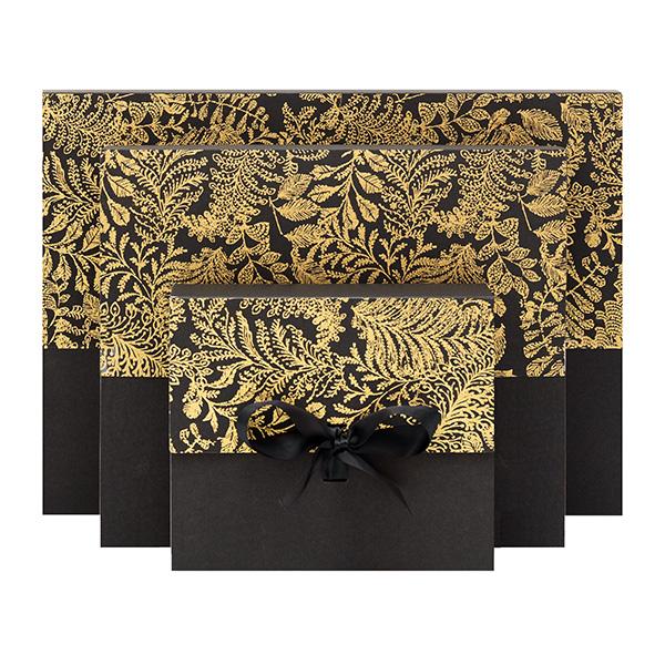 Scatola busta fiore nero oro 43x30x8cm