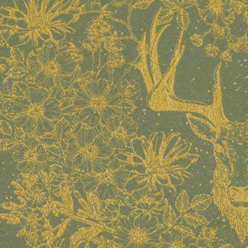 Carta regalo di Natale 6495 Golden Deer dusty green 55cm x 100M