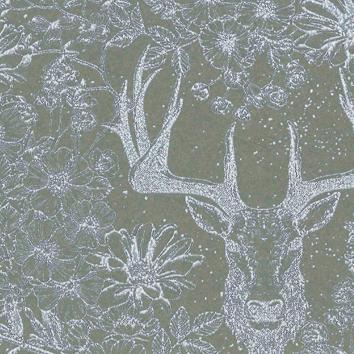 Carta regalo di Natale 6505 Silver Deer Dark Grey 55 cm x 100M